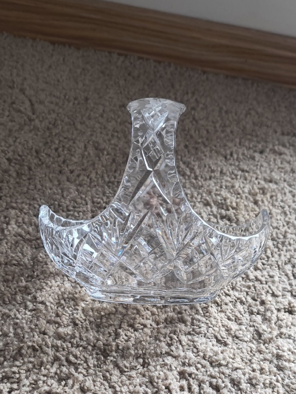 Cut Glass Crystal Basket Centerpiece - Clear